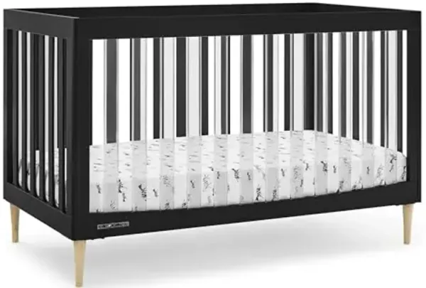 Delta Children Austin Acrylic 4-in-1 Convertible Baby Crib - Greenguard Gold Certified, Midnight Grey/Natural