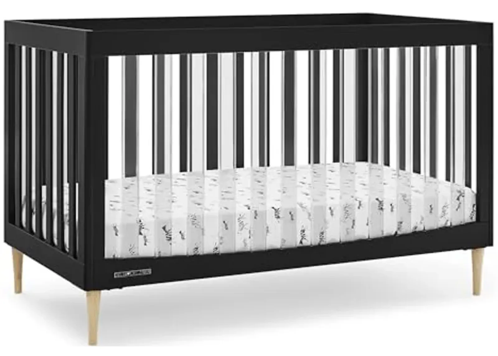 Delta Children Austin Acrylic 4-in-1 Convertible Baby Crib - Greenguard Gold Certified, Midnight Grey/Natural