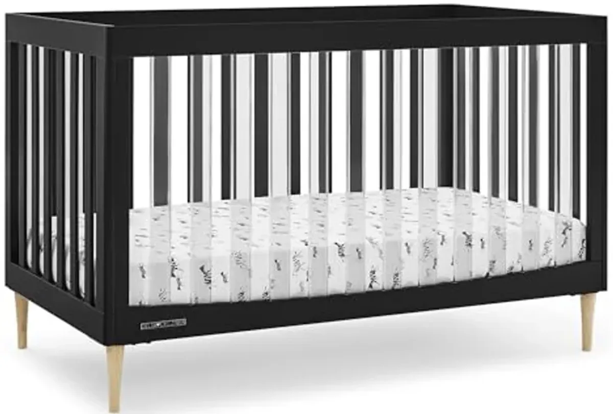 Delta Children Austin Acrylic 4-in-1 Convertible Baby Crib - Greenguard Gold Certified, Midnight Grey/Natural