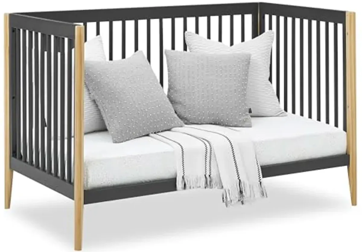 Delta Children Casey 4-in-1 Convertible Crib - Greenguard Gold Certified, Charcoal/Natural