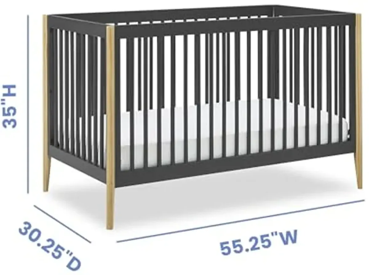 Delta Children Casey 4-in-1 Convertible Crib - Greenguard Gold Certified, Charcoal/Natural