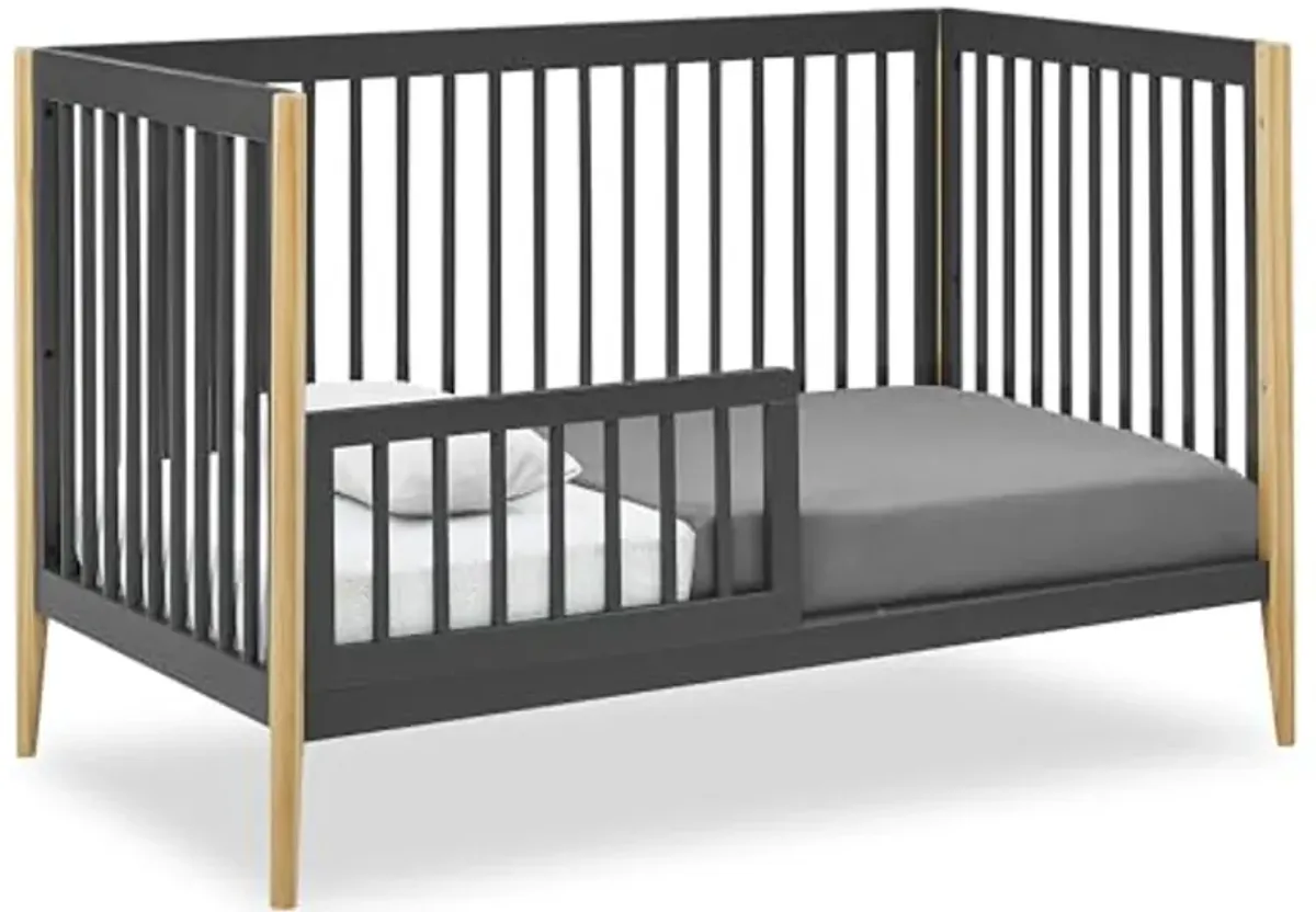 Delta Children Casey 4-in-1 Convertible Crib - Greenguard Gold Certified, Charcoal/Natural