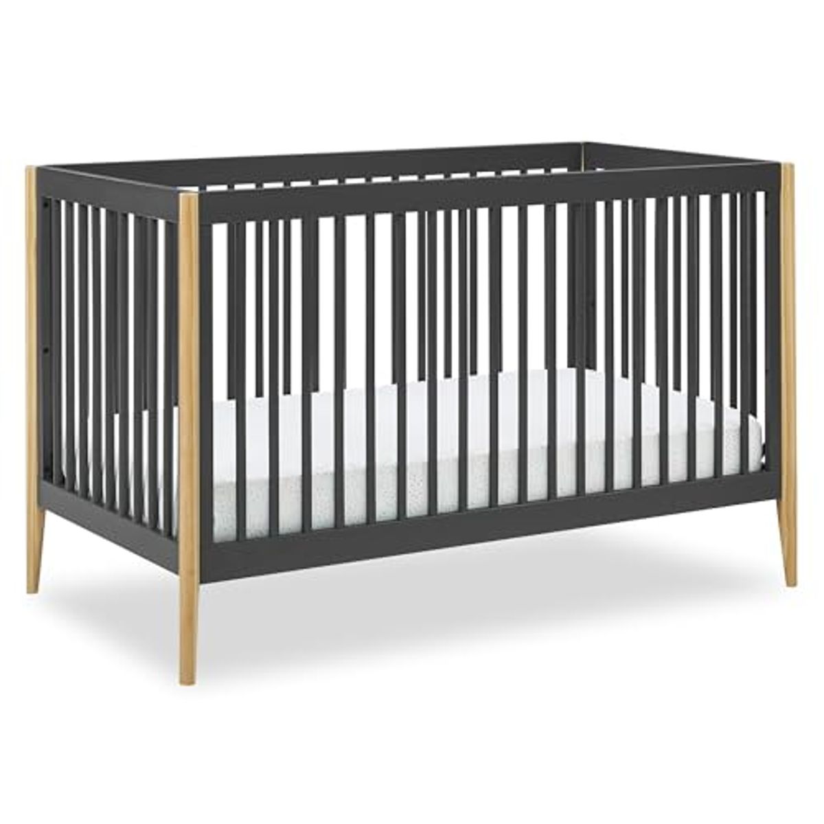 Delta Children Casey 4-in-1 Convertible Crib - Greenguard Gold Certified, Charcoal/Natural