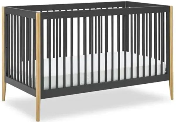 Delta Children Casey 4-in-1 Convertible Crib - Greenguard Gold Certified, Charcoal/Natural