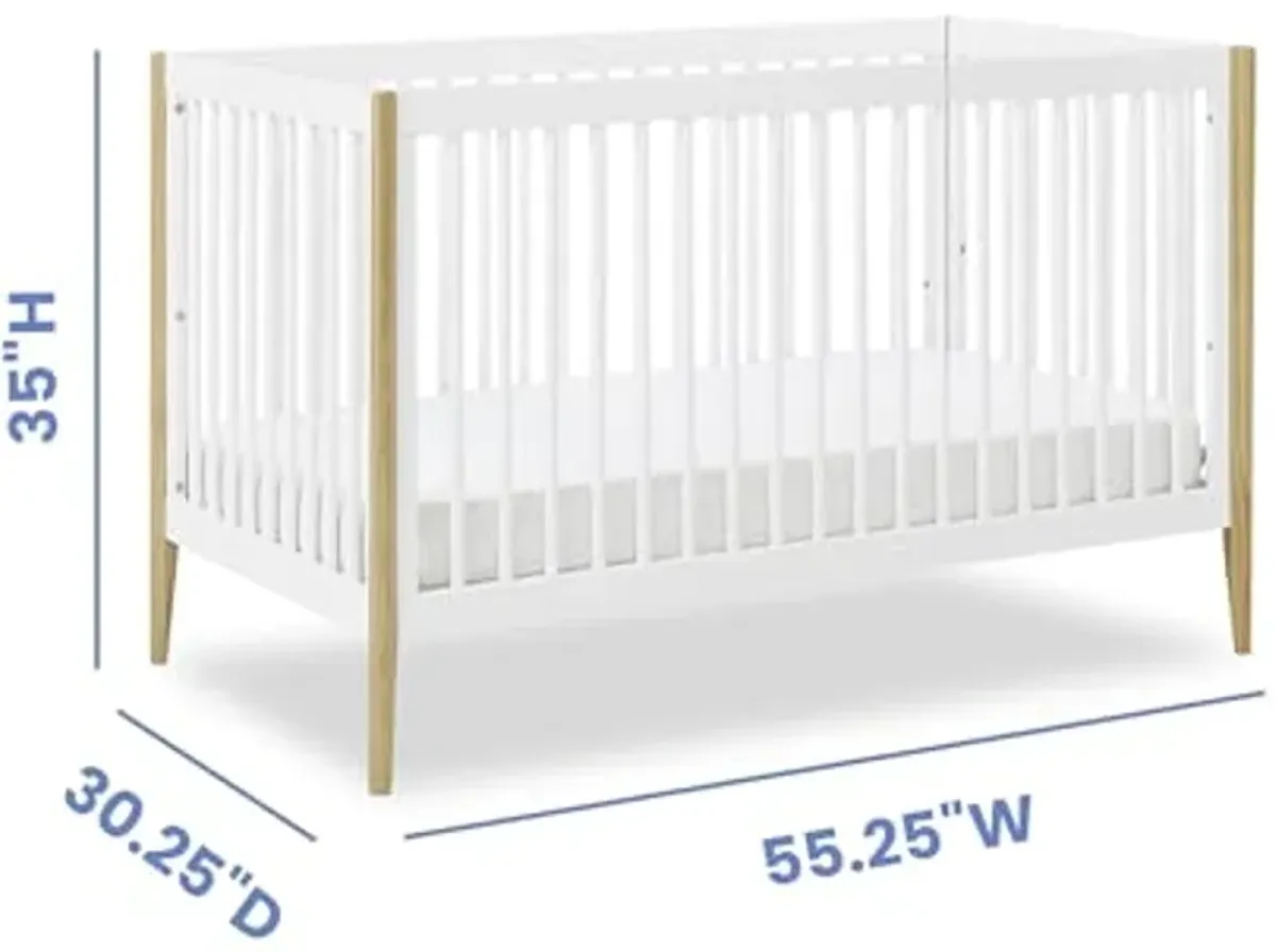 Delta Children Casey 4-in-1 Convertible Crib - Greenguard Gold Certified, Bianca White/Natural