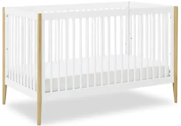 Delta Children Casey 4-in-1 Convertible Crib - Greenguard Gold Certified, Bianca White/Natural