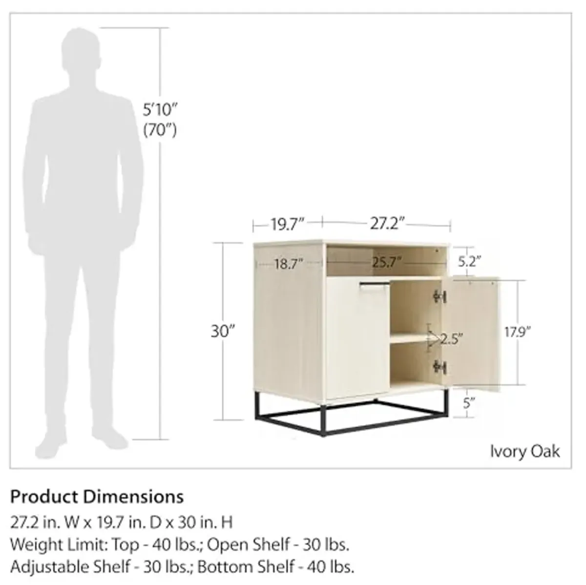 Novogratz Kelly 2 Door Accent Cabinet, Ivory Oak