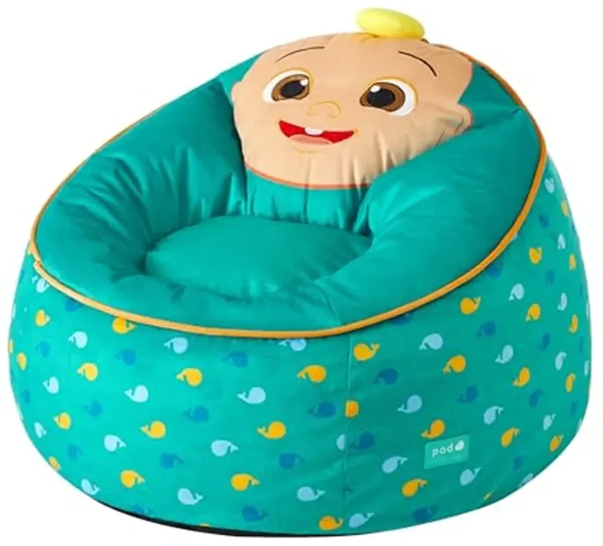 Idea Nuova Cocomelon Hillside by pod Kids Plush Bean Bag Chair, 24"x24"x25,Ages 3+