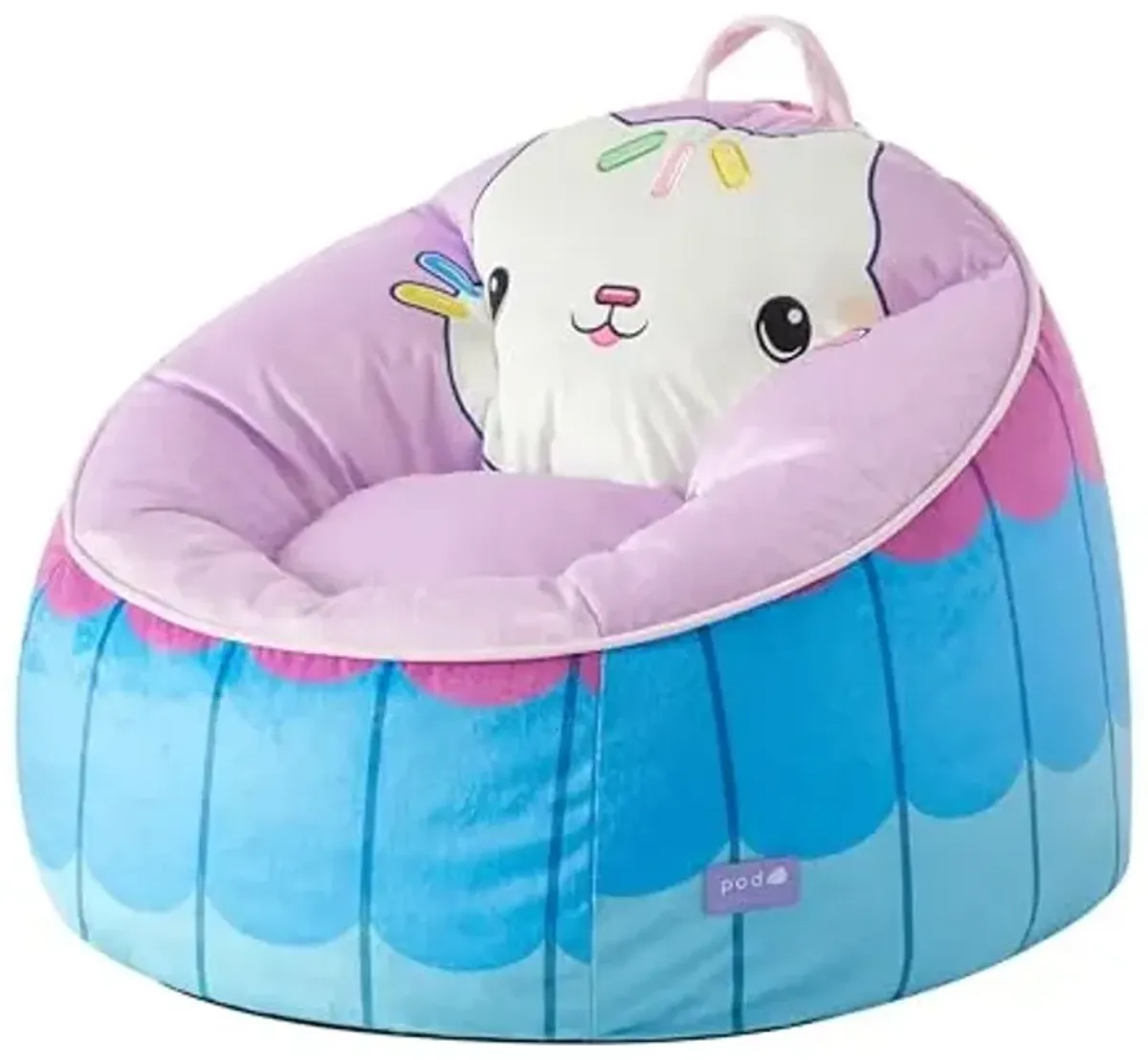 Gabbys Dollhouse Hillside by pod Plush Kids Bean Bag Chair, 24"x24"x25", Ages 3+