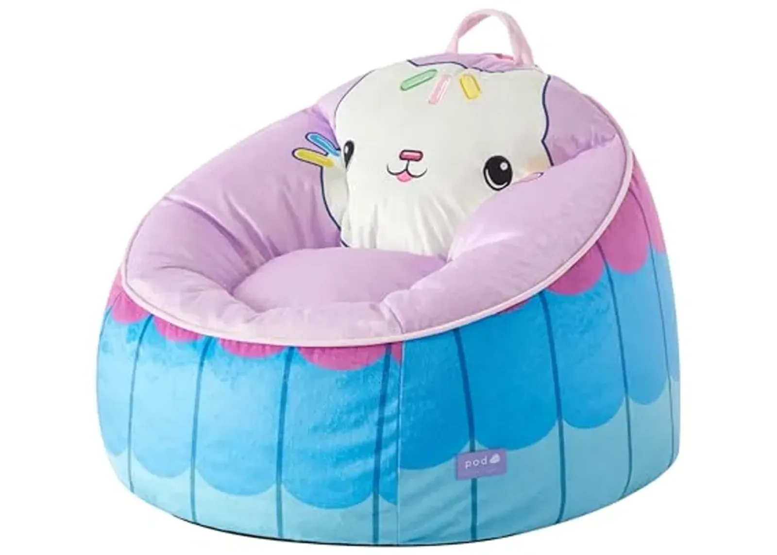 Idea Nuova Gabbys Dollhouse Hillside by pod Plush Kids Bean Bag Chair, 24"x24"x25", Ages 3+