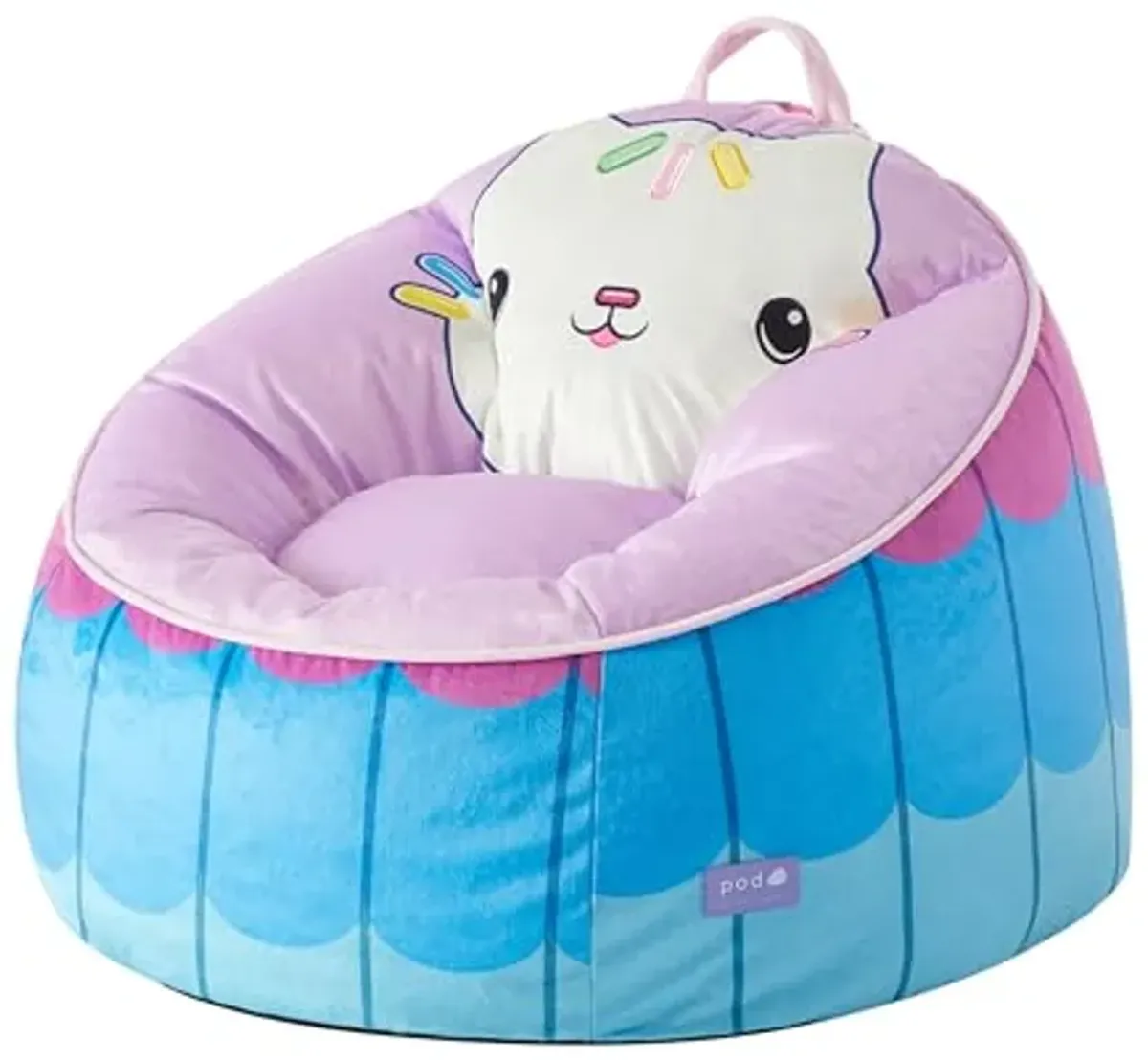 Idea Nuova Gabbys Dollhouse Hillside by pod Plush Kids Bean Bag Chair, 24"x24"x25", Ages 3+