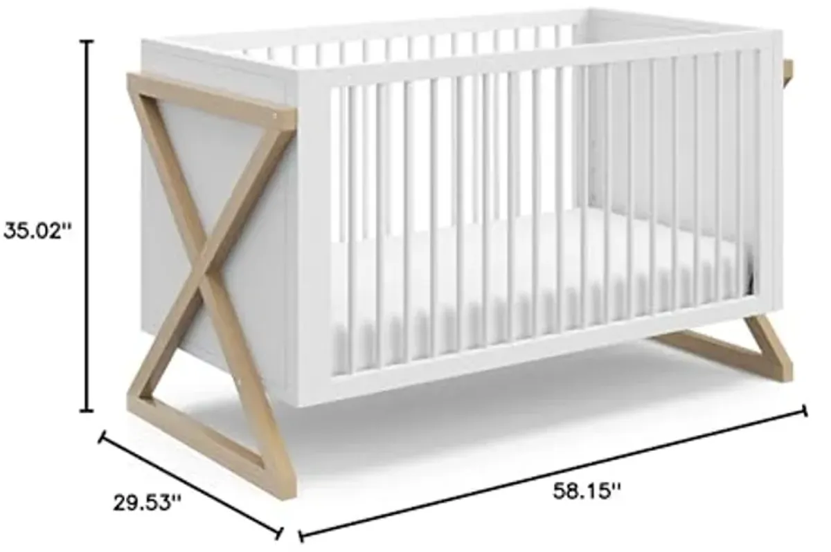 Storkcraft Equinox 3-in-1 Convertible Crib (Driftwood) - Easily Converts to Toddler Bed & Daybed, 3-Position Adjustable Mattress Support Base, Modern Two-Tone Design for Contemporary Nursery