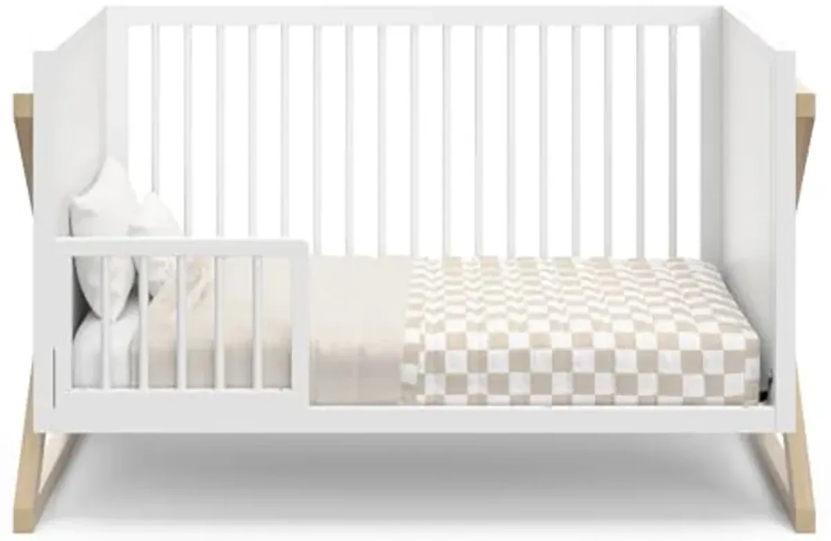 Storkcraft Equinox 3-in-1 Convertible Crib (Driftwood) - Easily Converts to Toddler Bed & Daybed, 3-Position Adjustable Mattress Support Base, Modern Two-Tone Design for Contemporary Nursery