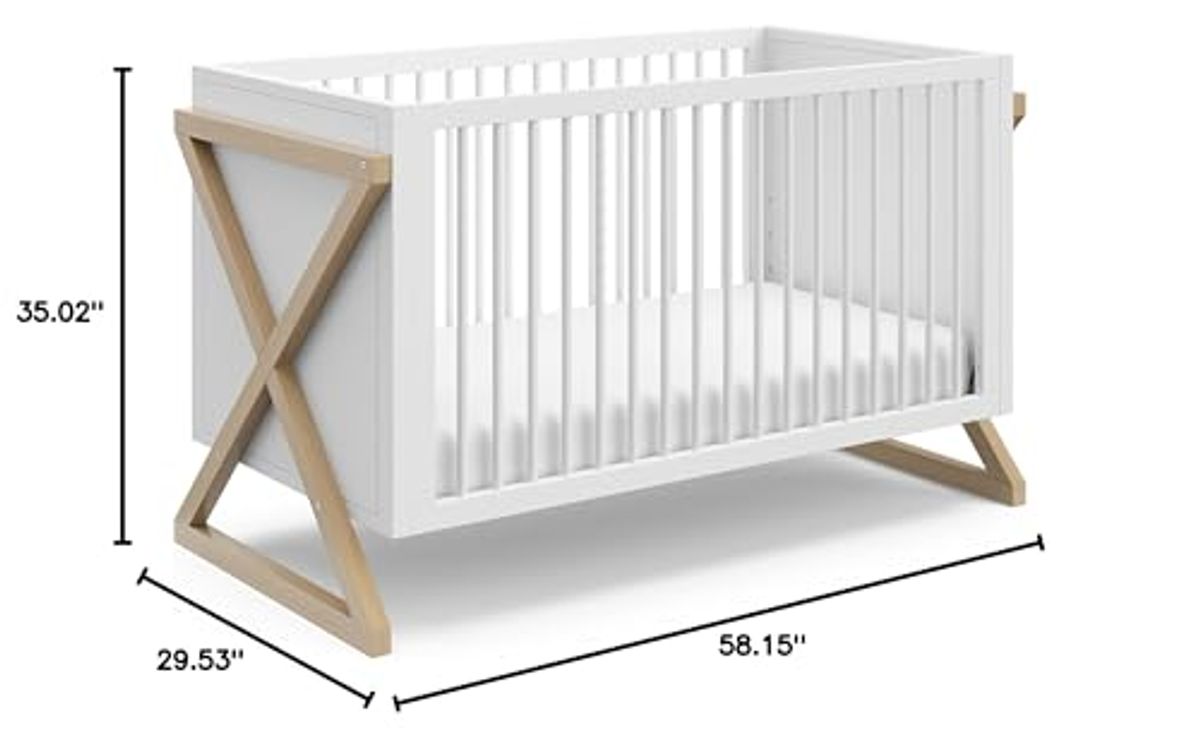 Storkcraft Equinox 3-in-1 Convertible Crib (Driftwood) - Easily Converts to Toddler Bed & Daybed, 3-Position Adjustable Mattress Support Base, Modern Two-Tone Design for Contemporary Nursery