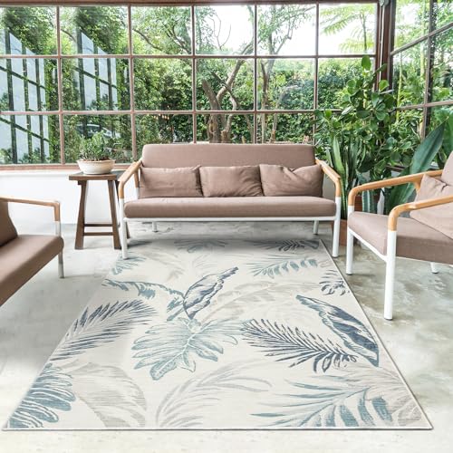 L. R. Resources, Inc. Binny Sin Palm Fronds Coastal Indoor/Outdoor Reversible Area Rug, 2' x 8'