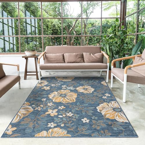 L. R. Resources, Inc. Binny Ben Floral Coastal Indoor/Outdoor Reversible Area Rug, 2' x 3'