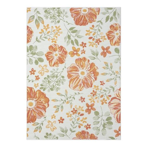 L. R. Resources, Inc. Binny Ben Floral Coastal Indoor/Outdoor Reversible Area Rug, 5'3" x 7'