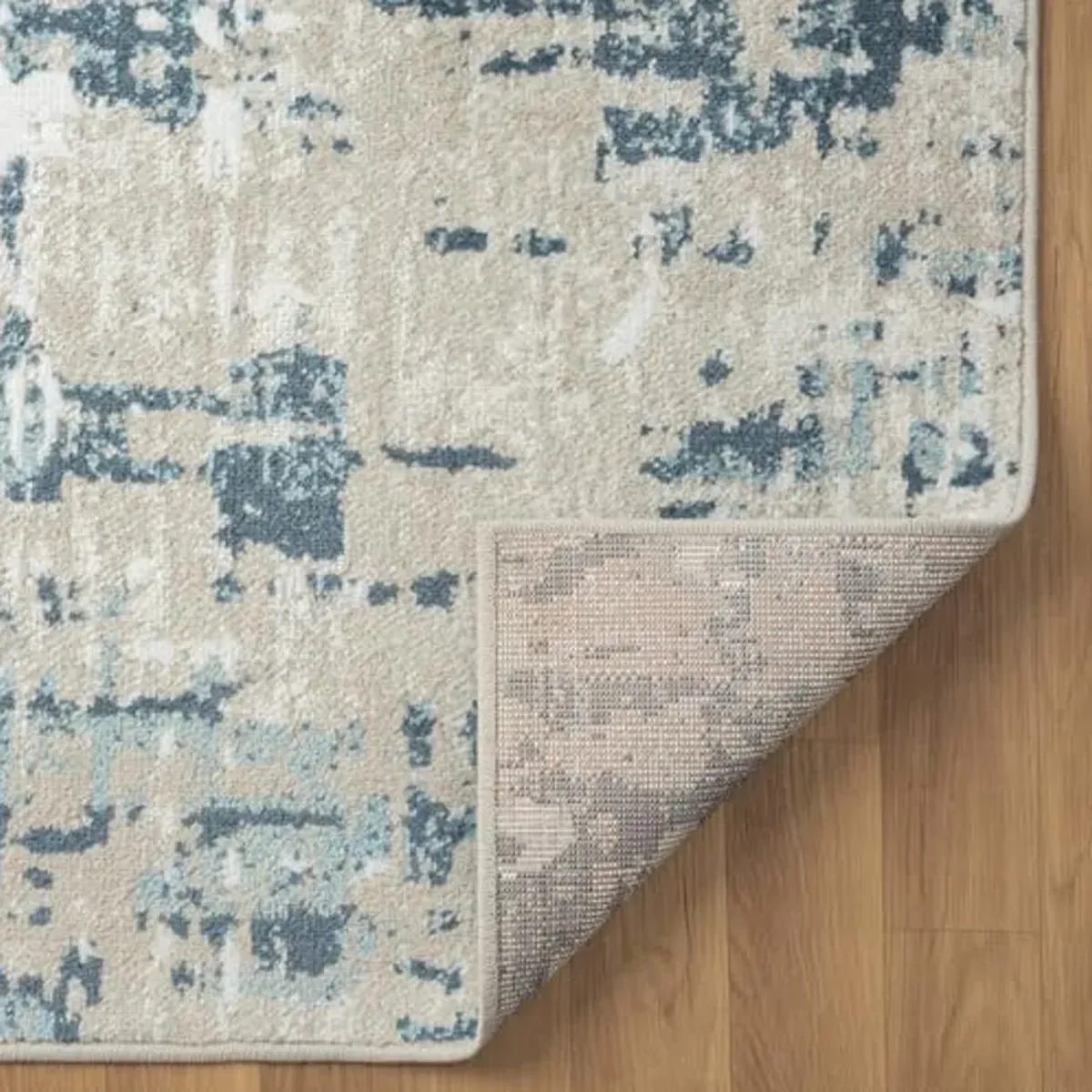 L. R. Resources, Inc. Alison Bel Gray/Blue Modern Contemporary Abstract Indoor Area Rug, 2'6" x 8'