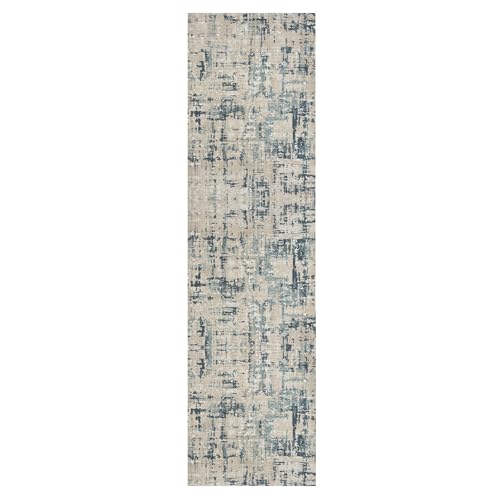 L. R. Resources, Inc. Alison Bel Gray/Blue Modern Contemporary Abstract Indoor Area Rug, 2'6" x 8'