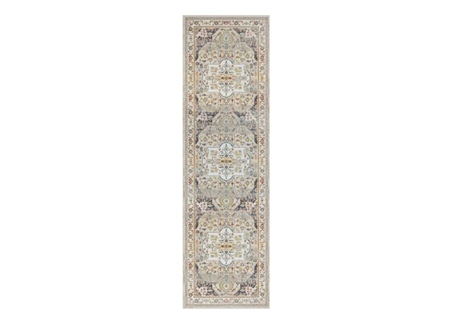 L. R. Resources, Inc. Alison Ann Ivory/Blue Classic Traditional Indoor Area Rug, 2'6" x 8'