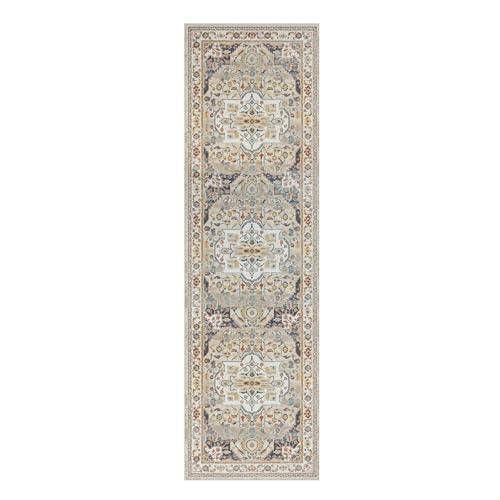 L. R. Resources, Inc. Alison Ann Ivory/Blue Classic Traditional Indoor Area Rug, 2'6" x 8'