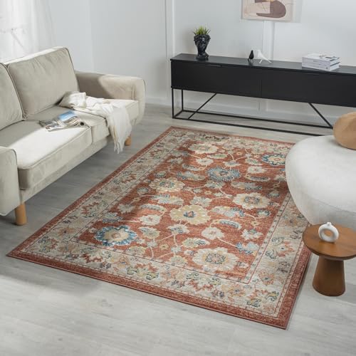 L. R. Resources, Inc. Alison Eve Rust/Ivory Classic Traditional Traditional Indoor Area Rug, 3'11" x 6'