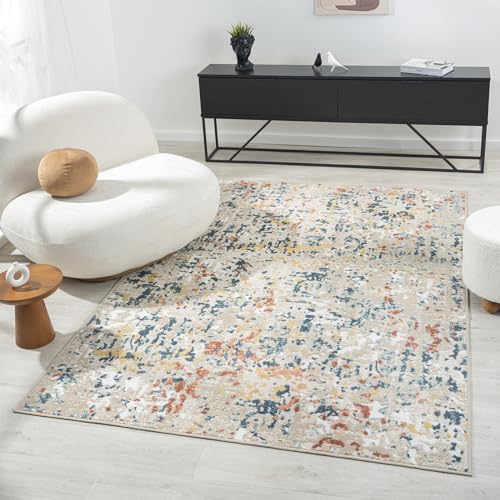 L. R. Resources, Inc. Alison May Gray/Multi Modern Contemporary Abstract Indoor Area Rug, 3'11" x 6'