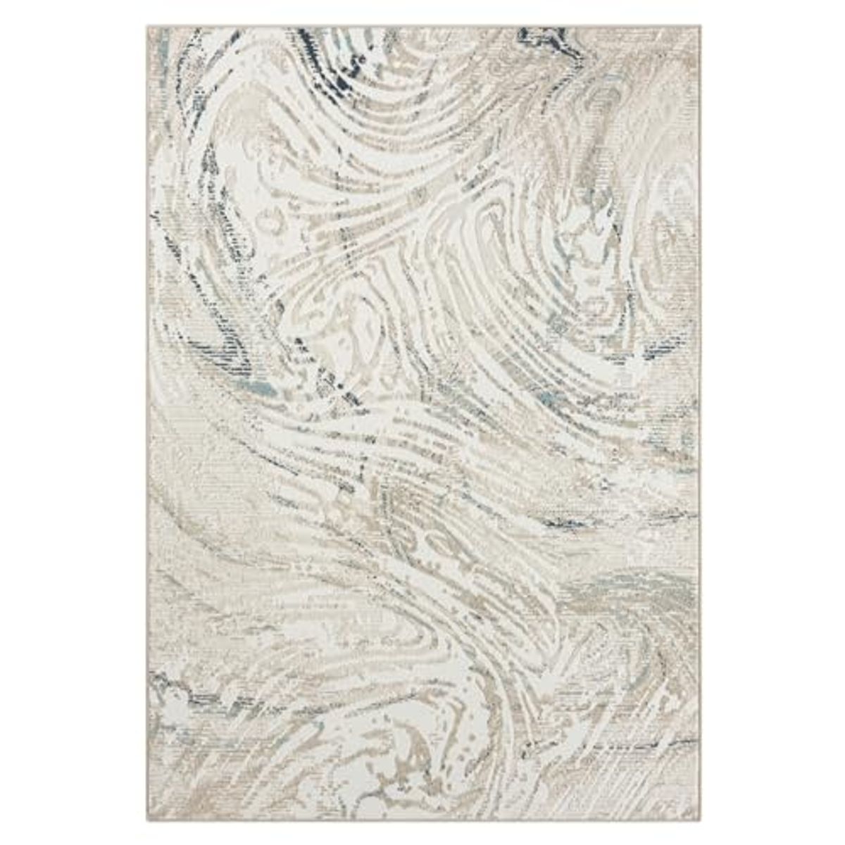 L. R. Resources, Inc. Gray/Blue Modern Abstract Swirl Durable Performance Synthetic Indoor Area Rug, 3'11" x 6'