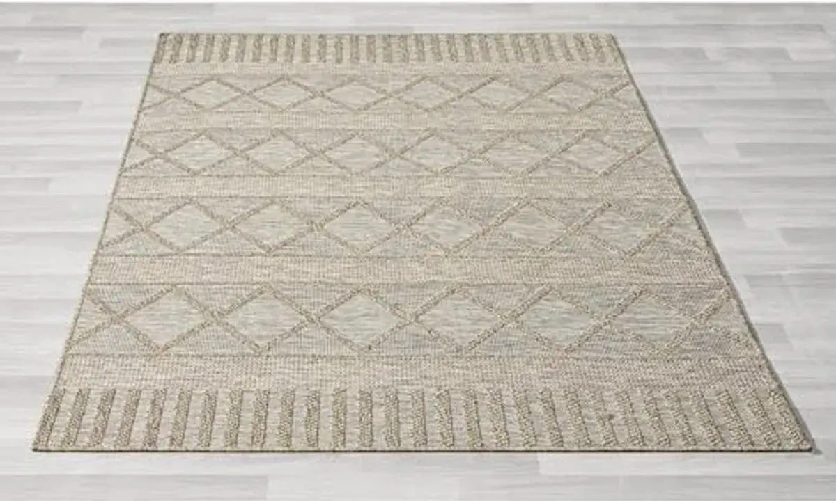 L. R. Resources, Inc. Owen Dan Contemporary Diamond Brown Indoor Outdoor Area Rug, 5' x 7'