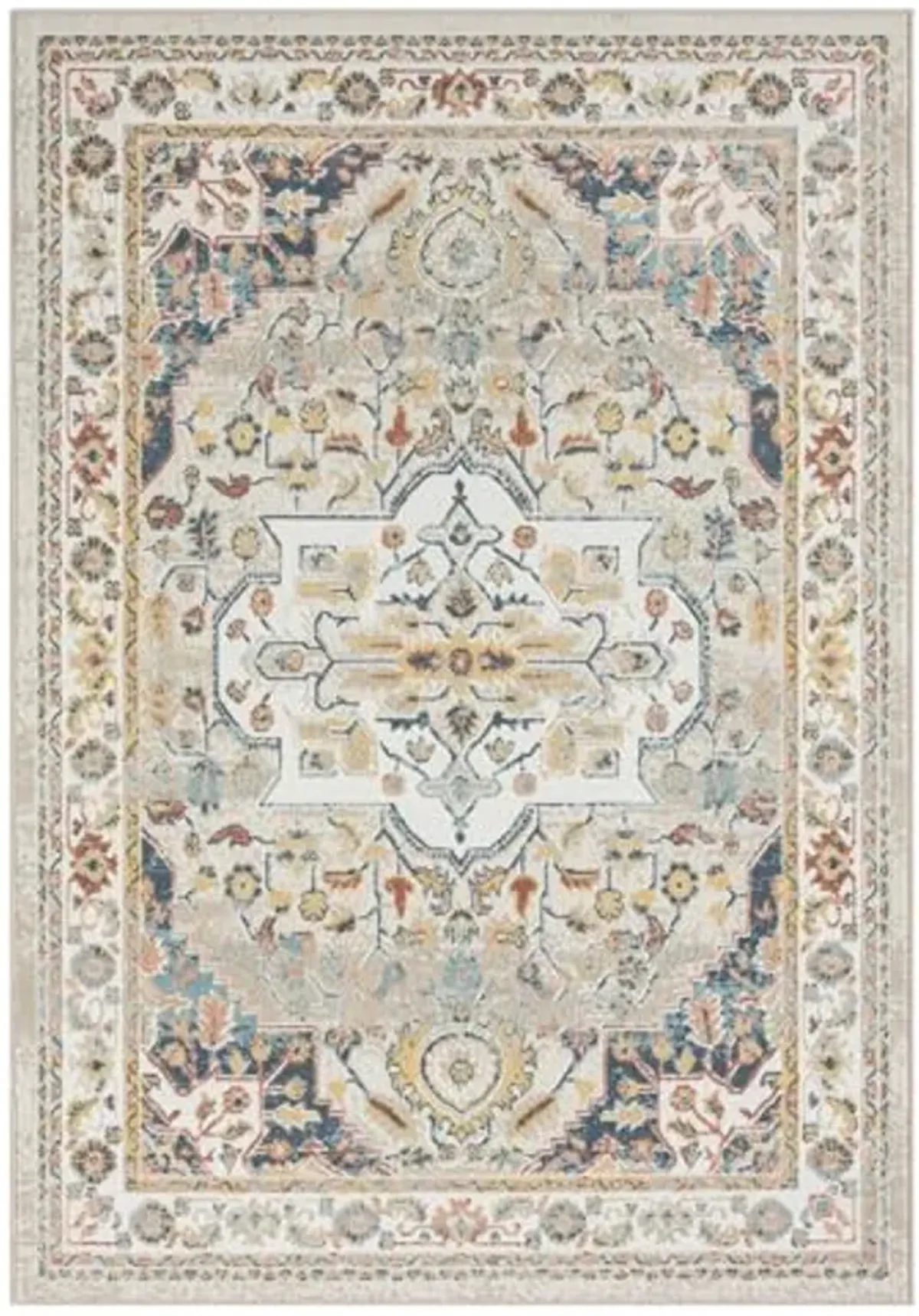 L. R. Resources, Inc. Alison Ann Ivory/Blue Classic Traditional Indoor Area Rug, 3'11" x 6'