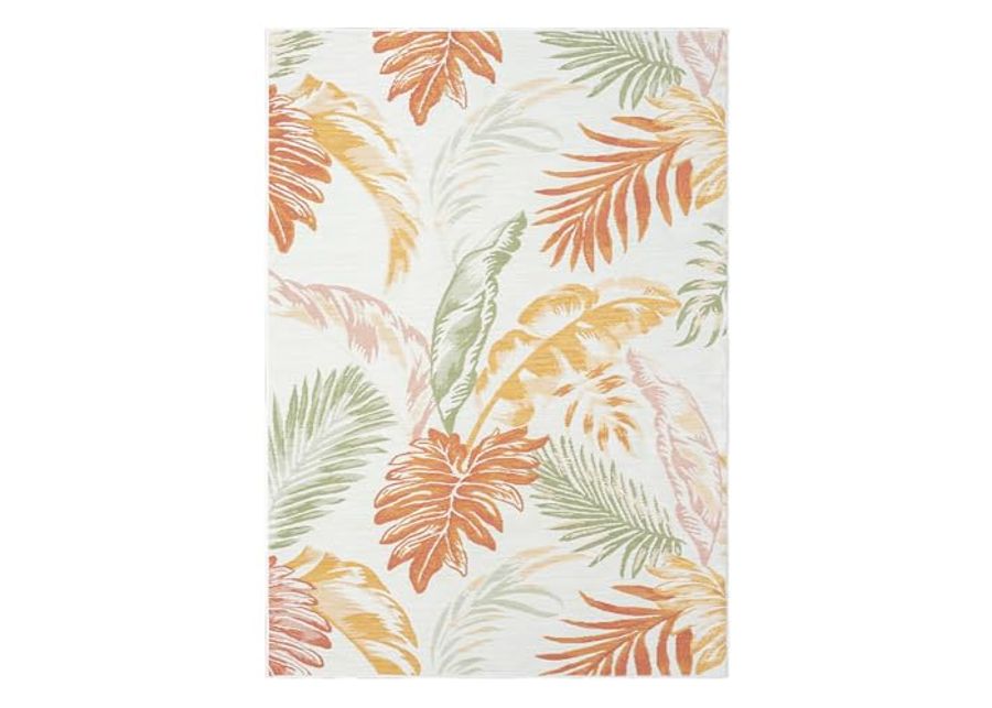 L. R. Resources, Inc. Binny Sin Palm Fronds Coastal Indoor/Outdoor Reversible Area Rug, 5'3" x 7'