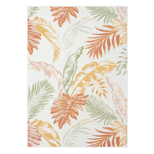 L. R. Resources, Inc. Binny Sin Palm Fronds Coastal Indoor/Outdoor Reversible Area Rug, 5'3" x 7'