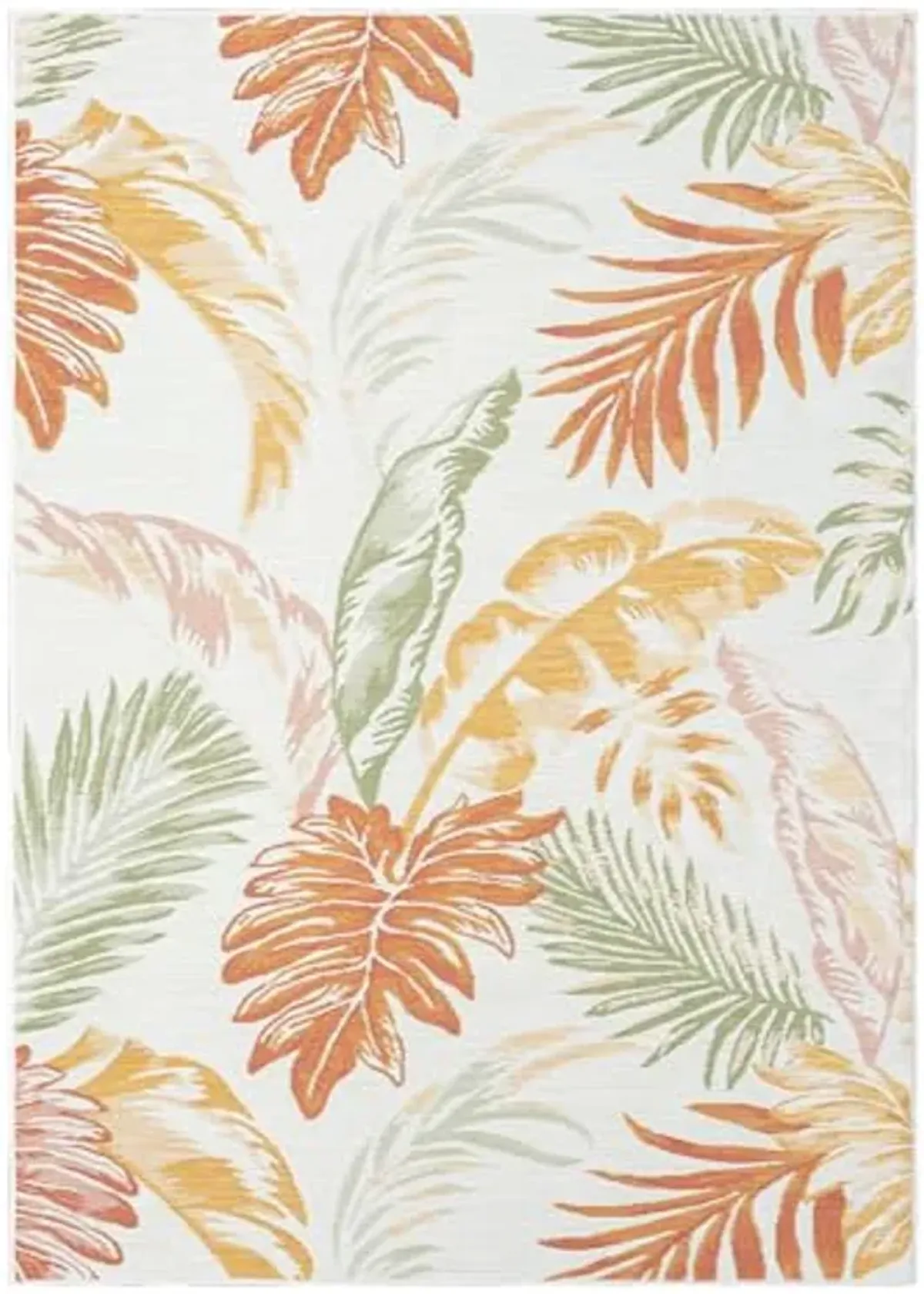 L. R. Resources, Inc. Binny Sin Palm Fronds Coastal Indoor/Outdoor Reversible Area Rug, 5'3" x 7'