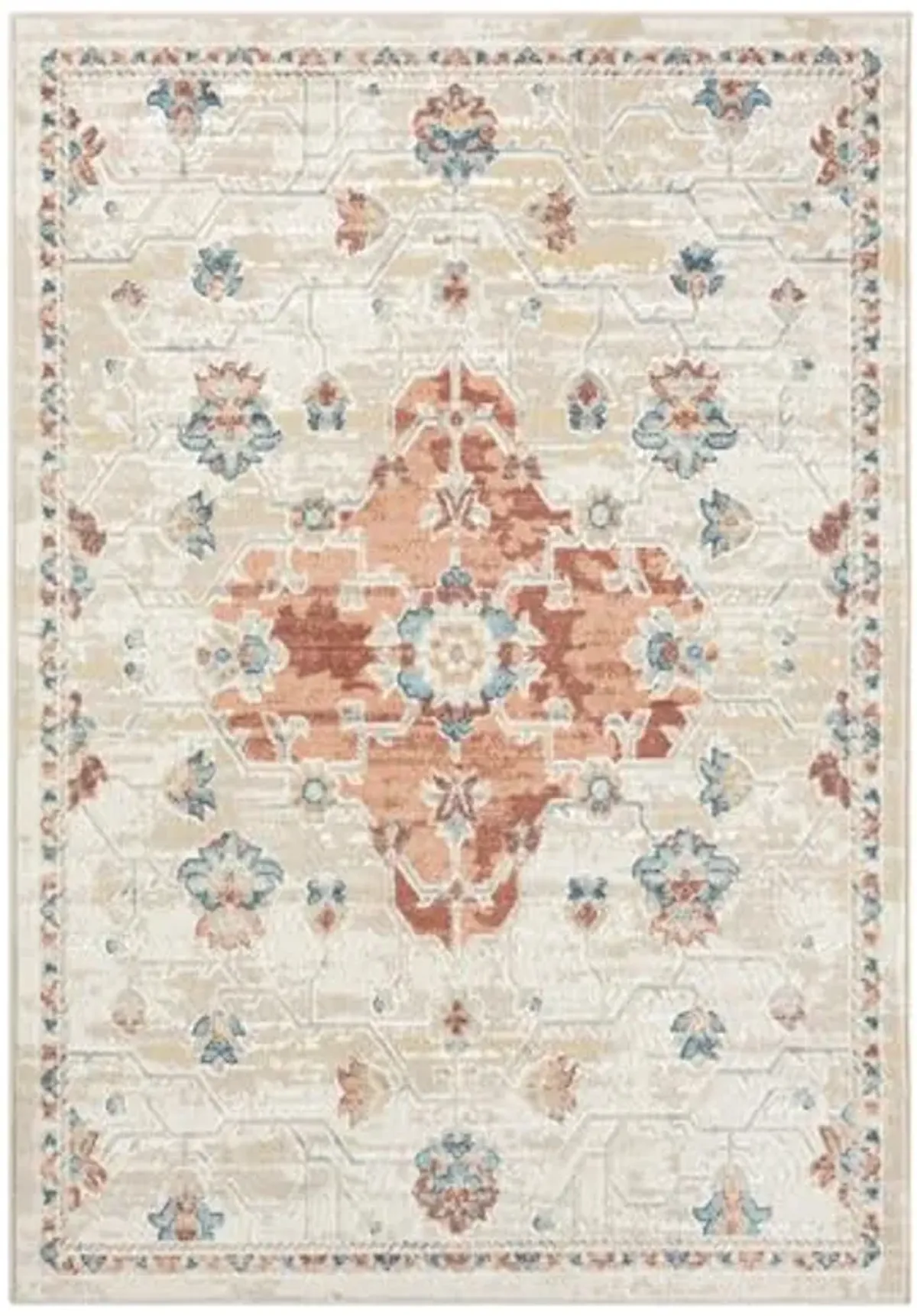 L. R. Resources, Inc. Alison Roy Rust/Ivory Classic Traditional Medallion Indoor Area Rug, 5'3" x 7'6"