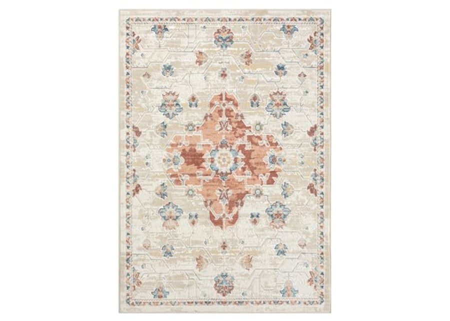 L. R. Resources, Inc. Alison Roy Rust/Ivory Classic Traditional Medallion Indoor Area Rug, 5'3" x 7'6"