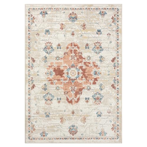 L. R. Resources, Inc. Alison Roy Rust/Ivory Classic Traditional Medallion Indoor Area Rug, 5'3" x 7'6"