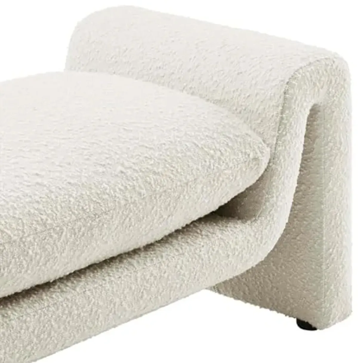 Modway Waverly 17" Upholstered Modern Boucle Fabric Bench in Ivory