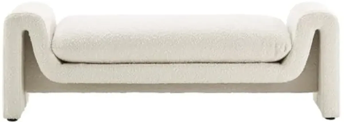 Modway Waverly 17" Upholstered Modern Boucle Fabric Bench in Ivory