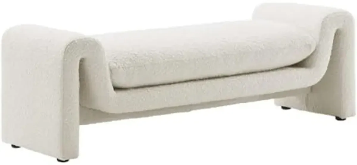 Modway Waverly 17" Upholstered Modern Boucle Fabric Bench in Ivory