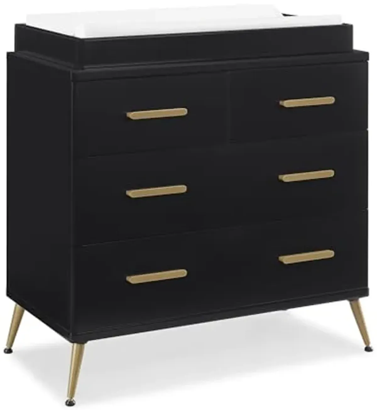 Delta Children Sloane 4 Drawer Dresser with Changing Top and Interlocking Drawers, Black/Bronze