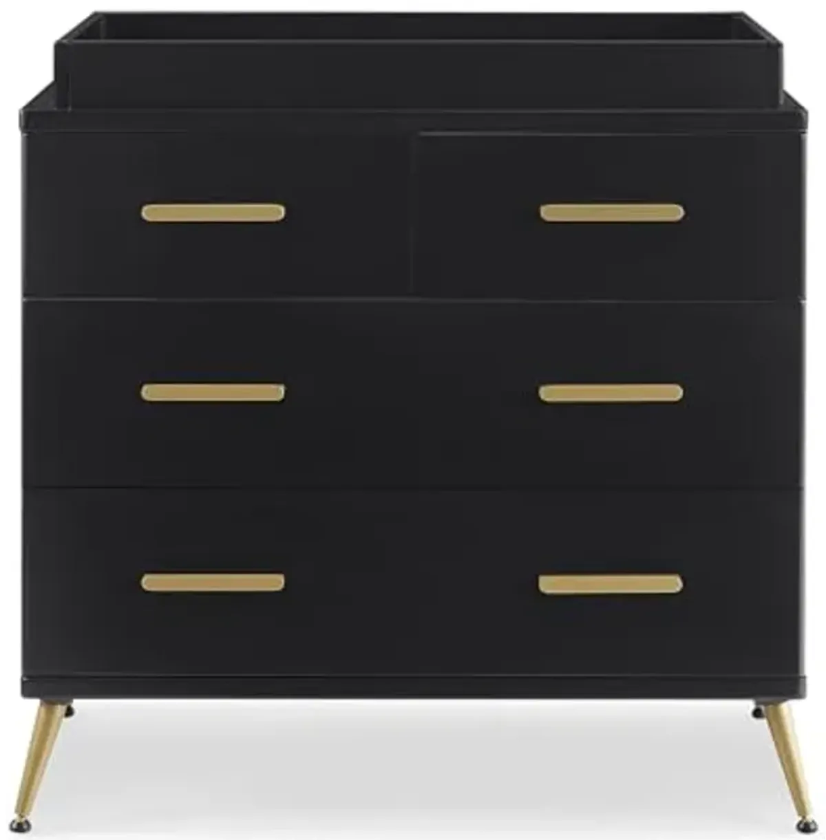 Delta Children Sloane 4 Drawer Dresser with Changing Top and Interlocking Drawers, Black/Bronze