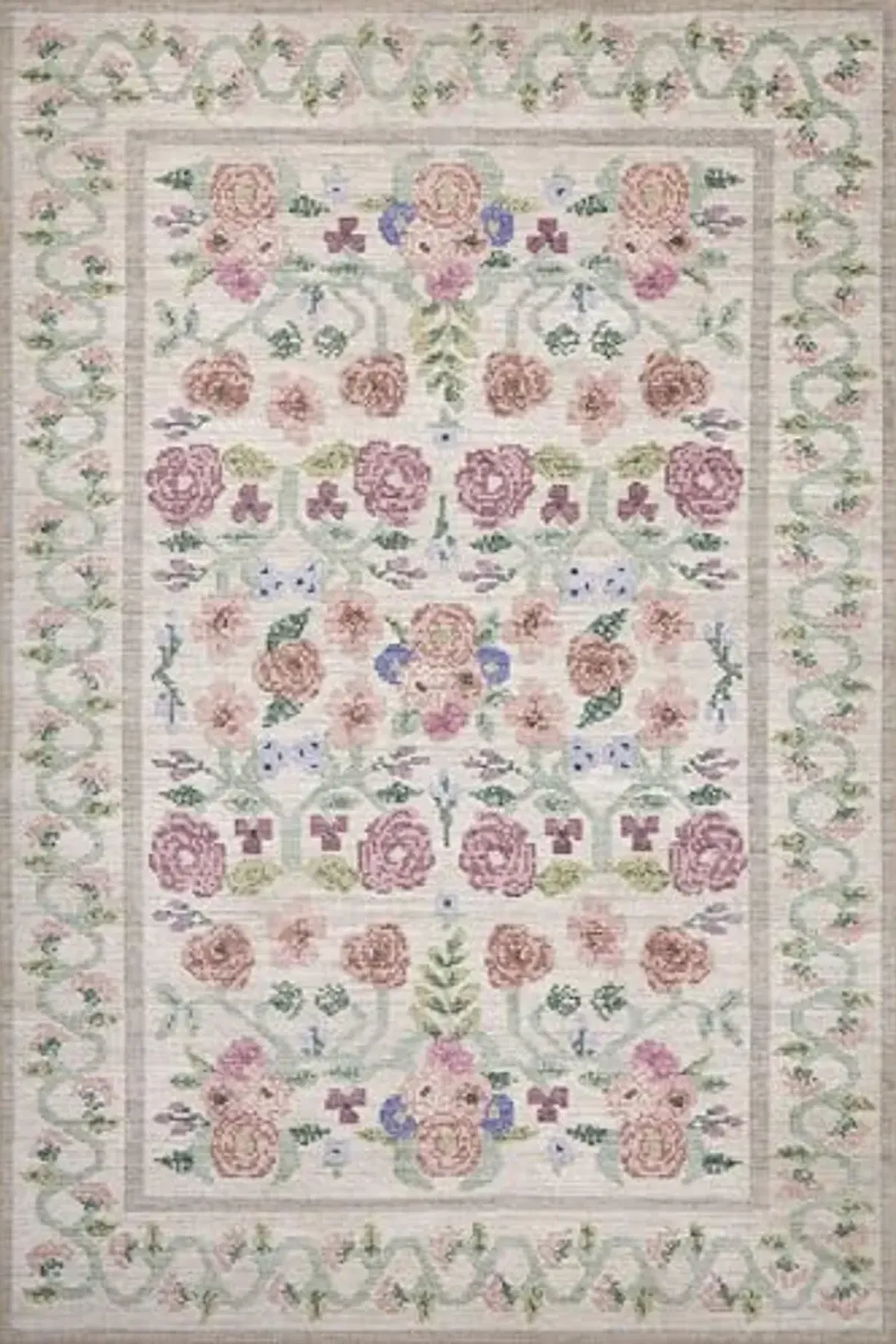 Loloi Rifle Paper Co. x Rosa Ivory 5'-0" x 7'-6" Area Rug