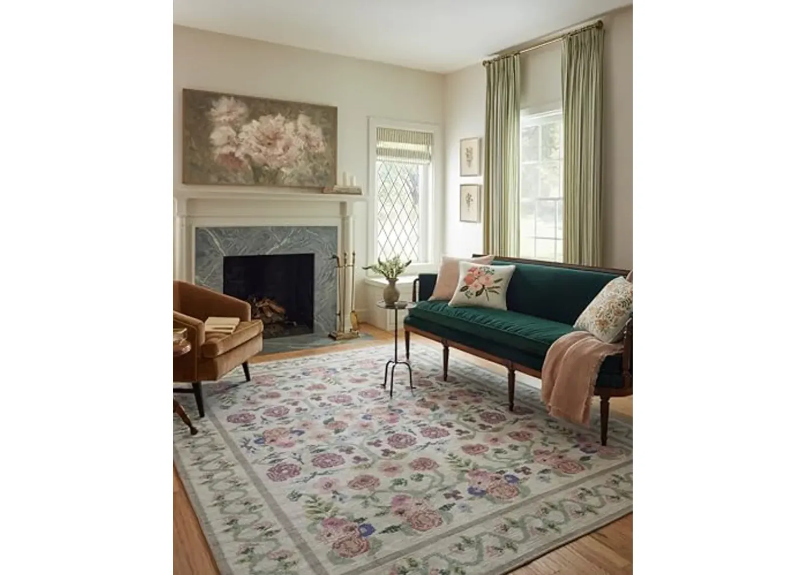 Loloi Rifle Paper Co. x Rosa Ivory 5'-0" x 7'-6" Area Rug