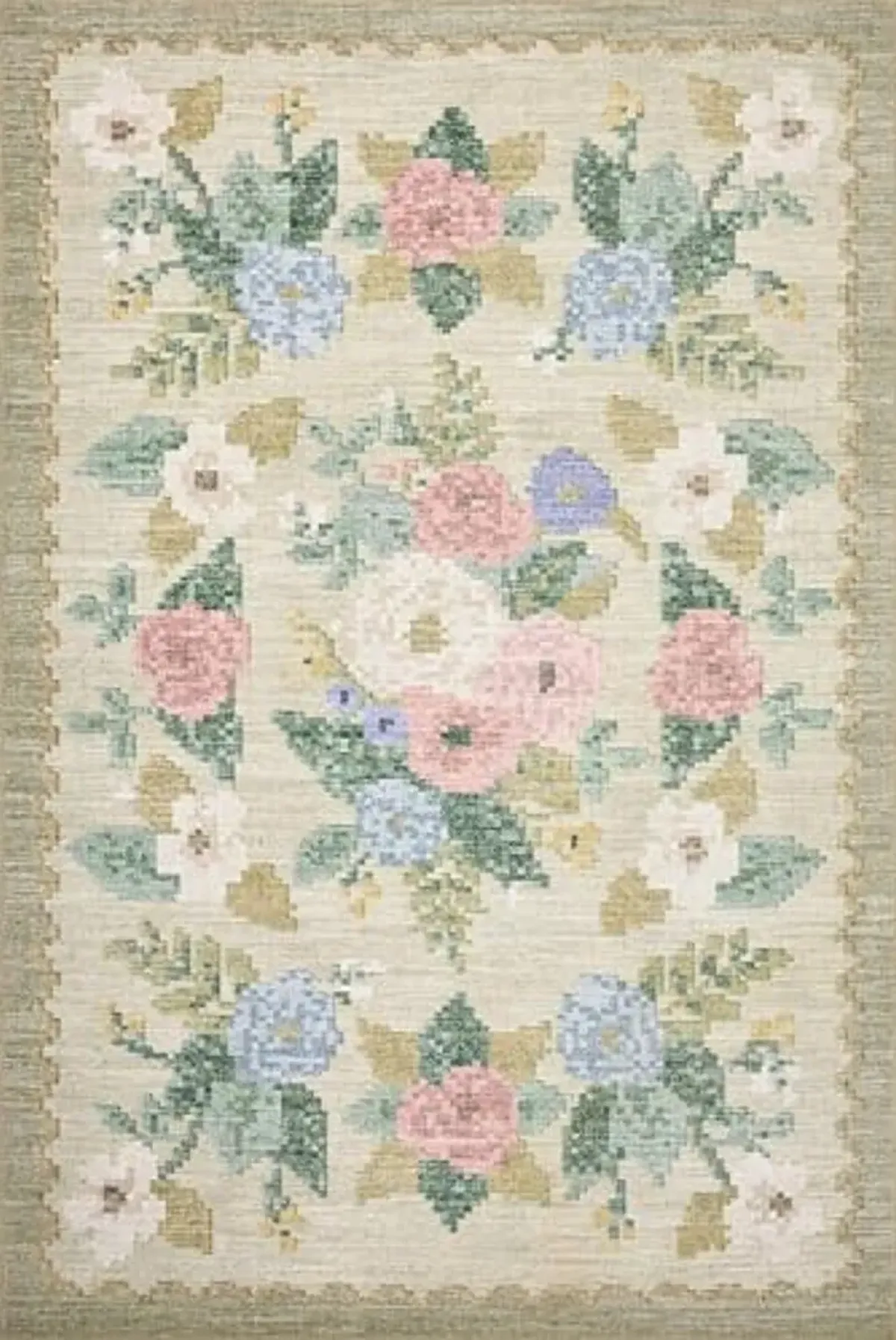 Loloi Rifle Paper Co. x Rosa Cream 2'-6" x 7'-6" Runner Rug