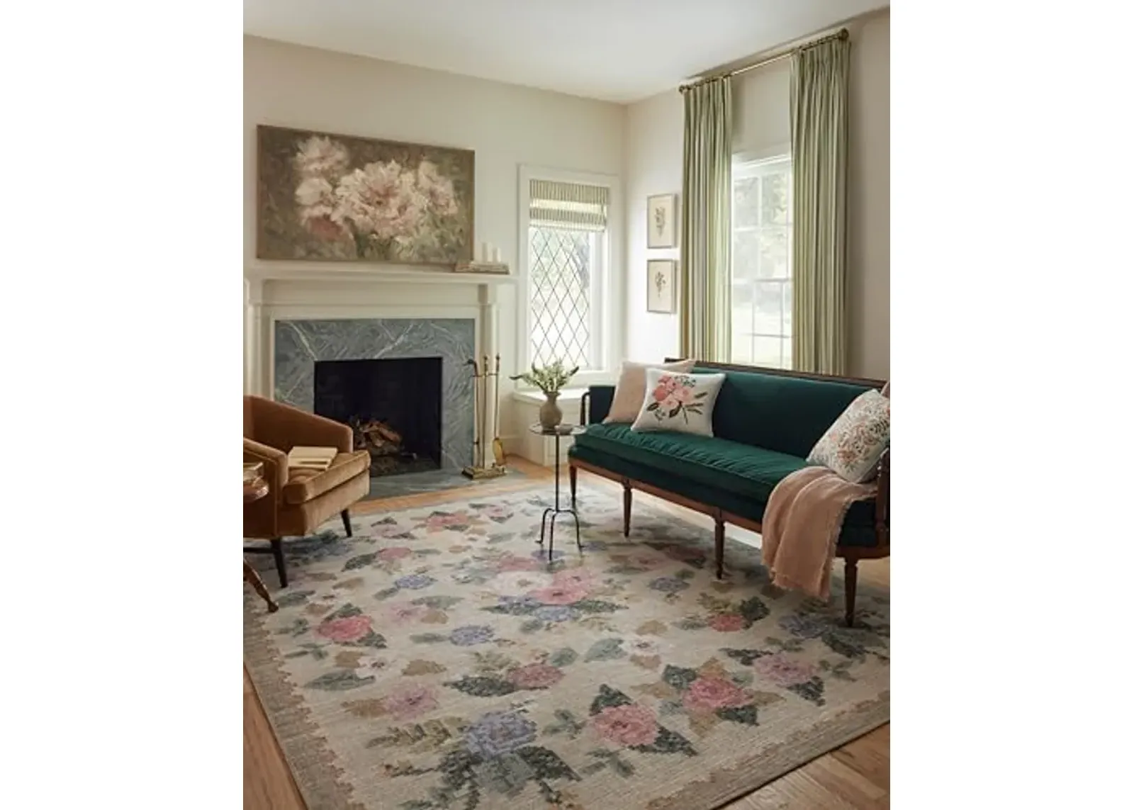 Loloi Rifle Paper Co. x Rosa Cream 2'-6" x 7'-6" Runner Rug