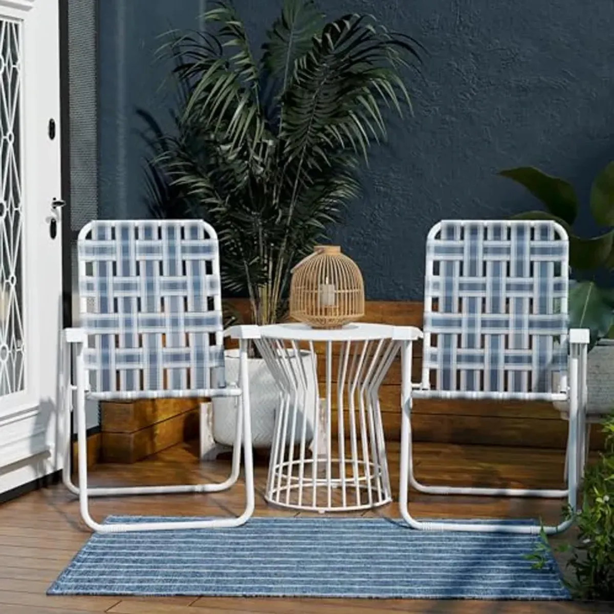 Novogratz Poolside Gossip, Priscilla Folding Chairs, 2-Pack, French Blue