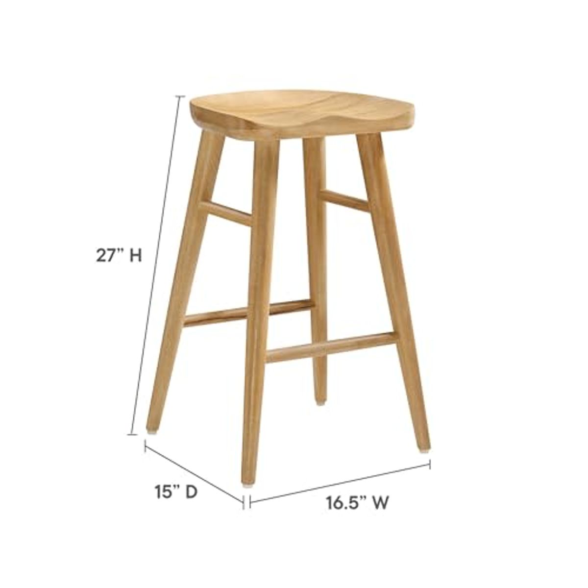 Modway EEI-6739-OAK Saville Backless Wood Counter Stools - Set of 2, Oak