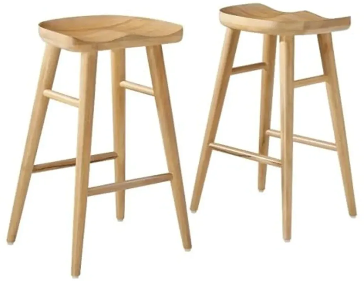 Modway EEI-6739-OAK Saville Backless Wood Counter Stools - Set of 2, Oak