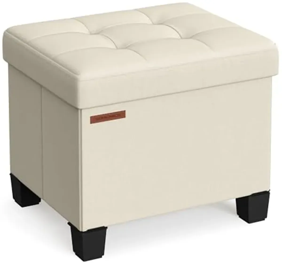 SONGMICS Storage Ottoman, Small Ottoman Foot Rest with Legs, 12.6 x 15.8 x 13.2 Inches Foot Stool, Ottoman with Storage, Load up to 660 lb, for Living Room, Bedroom, Dorm, Cream White ULSF012W01