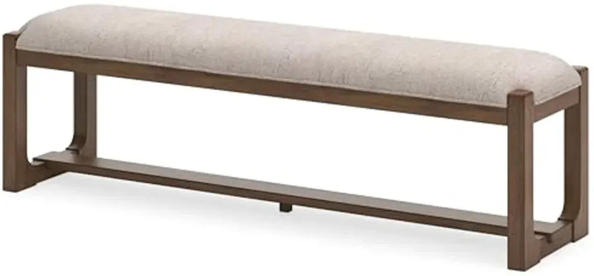 Signature Design by Ashley Cabalynn Farmhouse Upholstered 63" Dining Bench, Beige & Light Brown